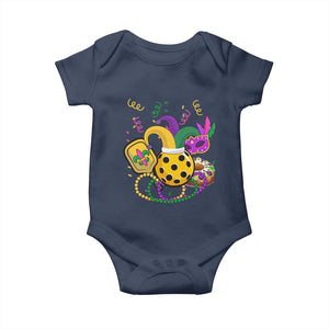 Mardi Gras Pickleball Jester Hat Beads Baby Onesie TS09 Navy Print Your Wear