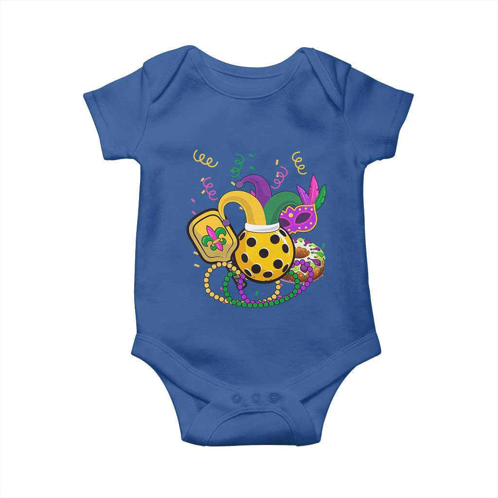 Mardi Gras Pickleball Jester Hat Beads Baby Onesie TS09 Royal Blue Print Your Wear