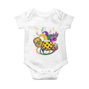 Mardi Gras Pickleball Jester Hat Beads Baby Onesie TS09 White Print Your Wear