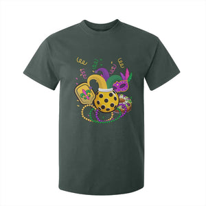Mardi Gras Pickleball Jester Hat Beads T Shirt For Kid TS09 Dark Forest Green Print Your Wear