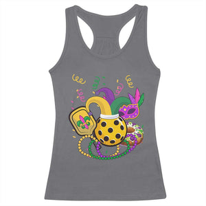 Mardi Gras Pickleball Jester Hat Beads Racerback Tank Top TS09 Charcoal Print Your Wear
