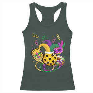 Mardi Gras Pickleball Jester Hat Beads Racerback Tank Top TS09 Dark Forest Green Print Your Wear