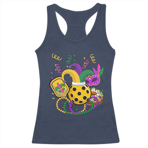 Mardi Gras Pickleball Jester Hat Beads Racerback Tank Top TS09 Navy Print Your Wear