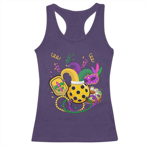 Mardi Gras Pickleball Jester Hat Beads Racerback Tank Top TS09 Purple Print Your Wear