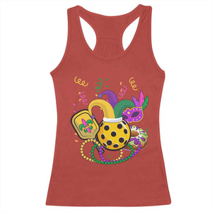 Mardi Gras Pickleball Jester Hat Beads Racerback Tank Top TS09 Red Print Your Wear