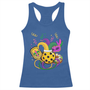 Mardi Gras Pickleball Jester Hat Beads Racerback Tank Top TS09 Royal Blue Print Your Wear