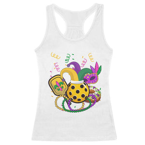 Mardi Gras Pickleball Jester Hat Beads Racerback Tank Top TS09 White Print Your Wear