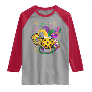 Mardi Gras Pickleball Jester Hat Beads Raglan Shirt TS09 Sport Gray Red Print Your Wear