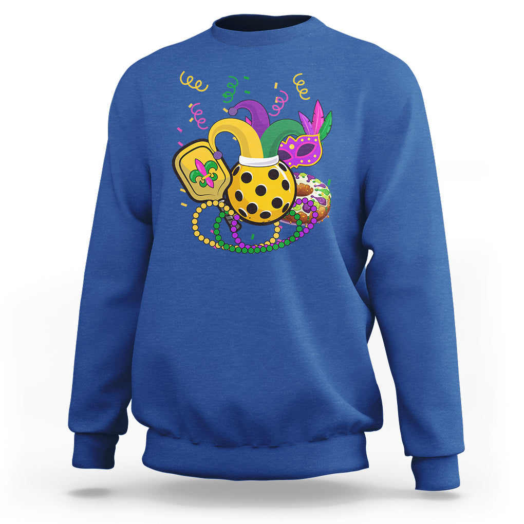 Mardi Gras Pickleball Jester Hat Beads Sweatshirt TS09 Royal Blue Printyourwear