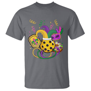 Mardi Gras Pickleball Jester Hat Beads T Shirt TS09 Charcoal Printyourwear
