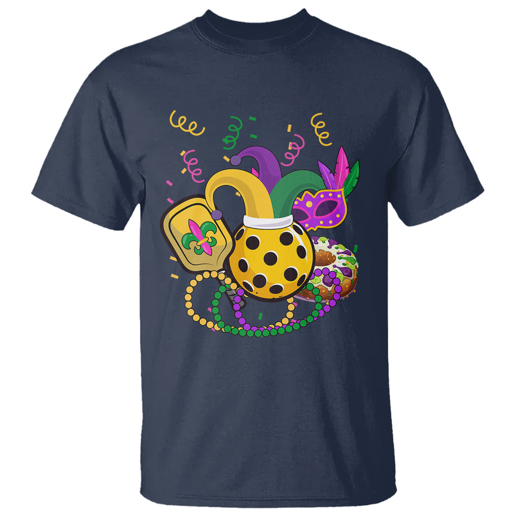 Mardi Gras Pickleball Jester Hat Beads T Shirt TS09 Navy Printyourwear