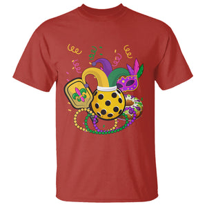 Mardi Gras Pickleball Jester Hat Beads T Shirt TS09 Red Printyourwear