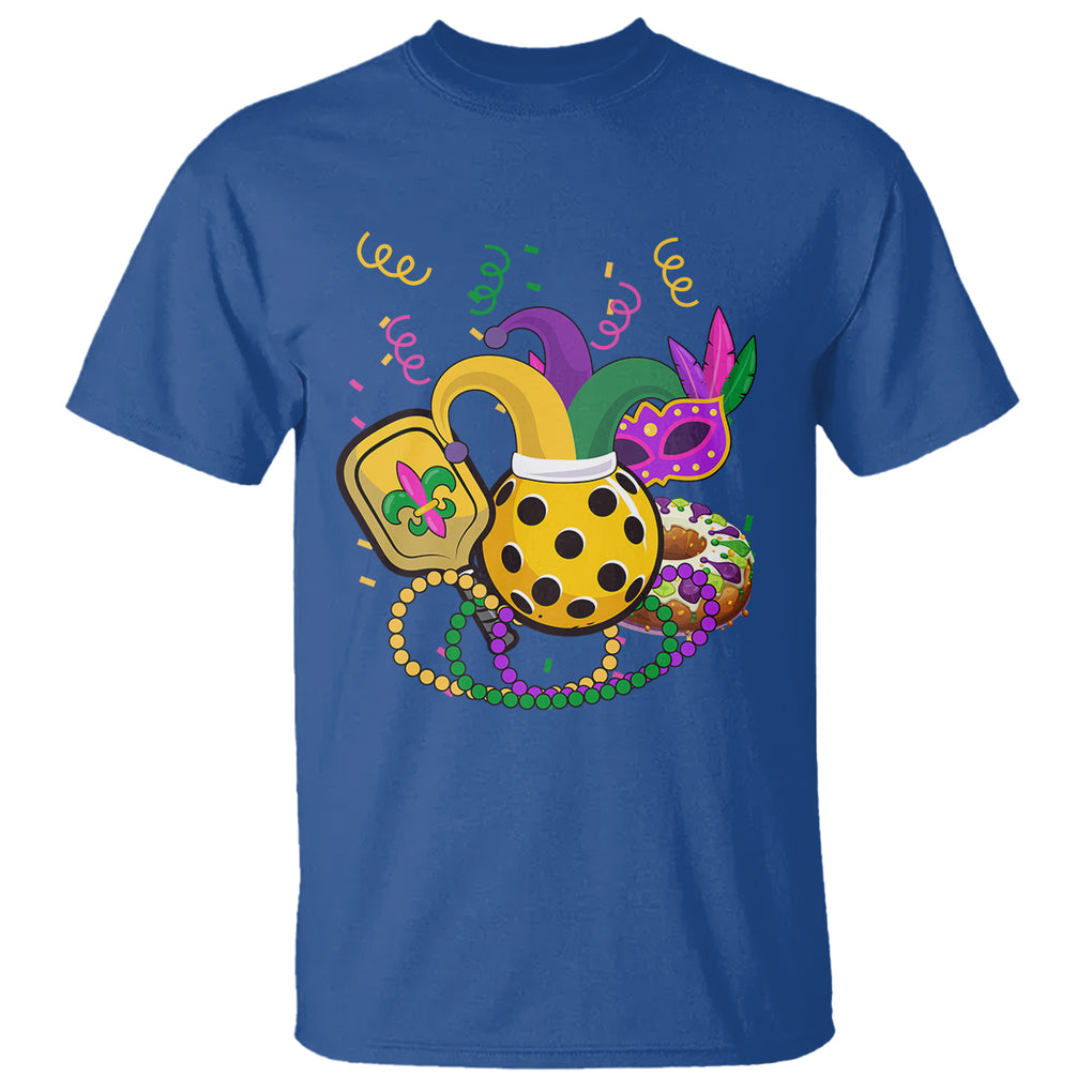 Mardi Gras Pickleball Jester Hat Beads T Shirt TS09 Royal Blue Printyourwear