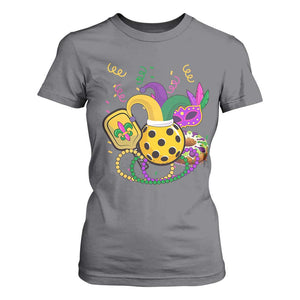 Mardi Gras Pickleball Jester Hat Beads T Shirt For Women TS09 Charcoal Print Your Wear