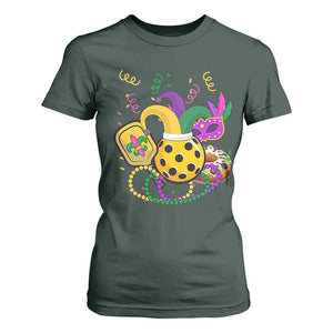 Mardi Gras Pickleball Jester Hat Beads T Shirt For Women TS09 Dark Forest Green Print Your Wear