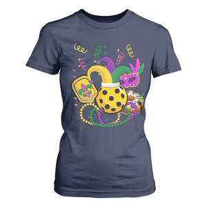 Mardi Gras Pickleball Jester Hat Beads T Shirt For Women TS09 Navy Print Your Wear