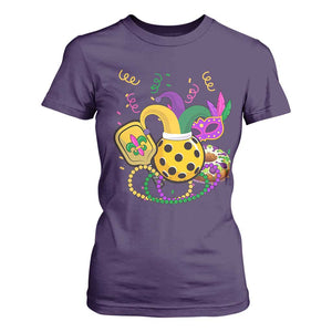 Mardi Gras Pickleball Jester Hat Beads T Shirt For Women TS09 Purple Print Your Wear