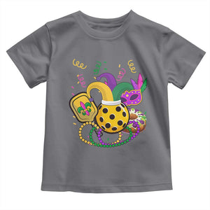 Mardi Gras Pickleball Jester Hat Beads Toddler T Shirt TS09 Charcoal Print Your Wear