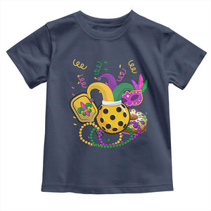 Mardi Gras Pickleball Jester Hat Beads Toddler T Shirt TS09 Navy Print Your Wear