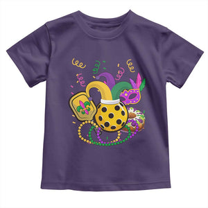 Mardi Gras Pickleball Jester Hat Beads Toddler T Shirt TS09 Purple Print Your Wear