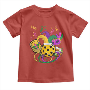 Mardi Gras Pickleball Jester Hat Beads Toddler T Shirt TS09 Red Print Your Wear