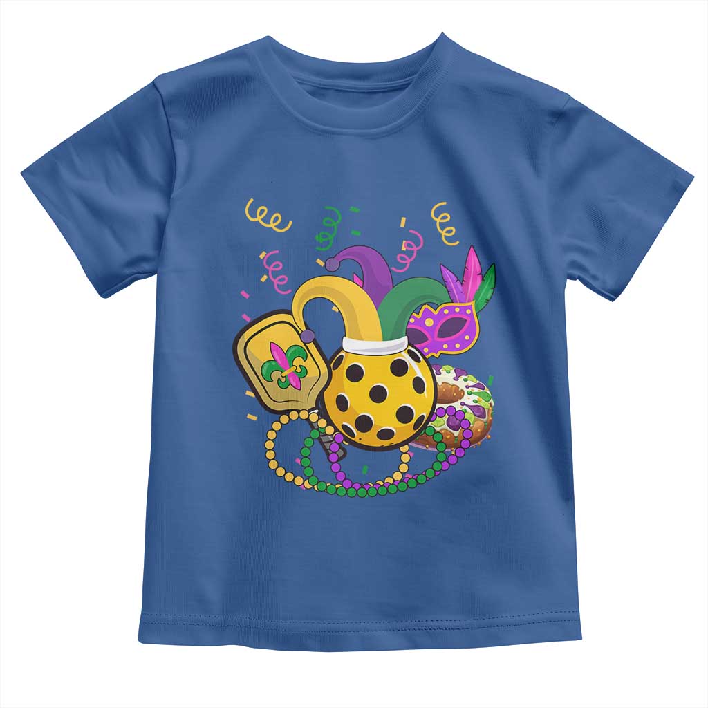 Mardi Gras Pickleball Jester Hat Beads Toddler T Shirt TS09 Royal Blue Print Your Wear