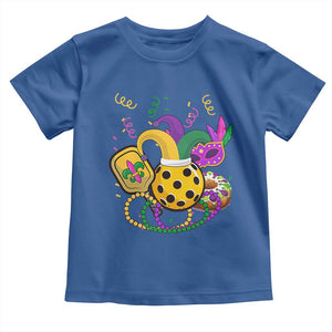 Mardi Gras Pickleball Jester Hat Beads Toddler T Shirt TS09 Royal Blue Print Your Wear