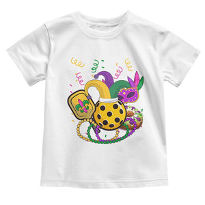 Mardi Gras Pickleball Jester Hat Beads Toddler T Shirt TS09 White Print Your Wear