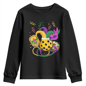 Mardi Gras Pickleball Jester Hat Beads Youth Sweatshirt TS09 Black Print Your Wear
