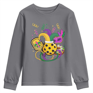 Mardi Gras Pickleball Jester Hat Beads Youth Sweatshirt TS09 Charcoal Print Your Wear