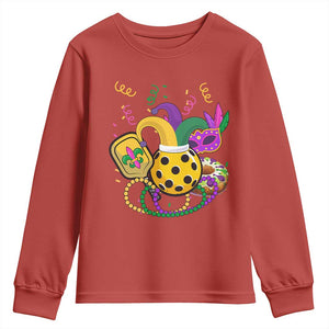 Mardi Gras Pickleball Jester Hat Beads Youth Sweatshirt TS09 Red Print Your Wear