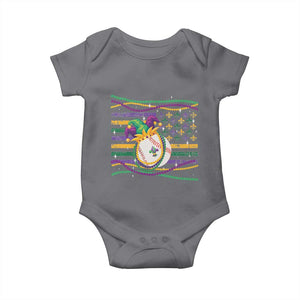Mardi Gras Baseball Jester Hat Beads Flag Baby Onesie TS09 Charcoal Print Your Wear