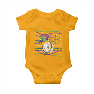 Mardi Gras Baseball Jester Hat Beads Flag Baby Onesie TS09 Gold Print Your Wear