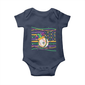 Mardi Gras Baseball Jester Hat Beads Flag Baby Onesie TS09 Navy Print Your Wear