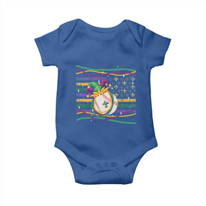 Mardi Gras Baseball Jester Hat Beads Flag Baby Onesie TS09 Royal Blue Print Your Wear