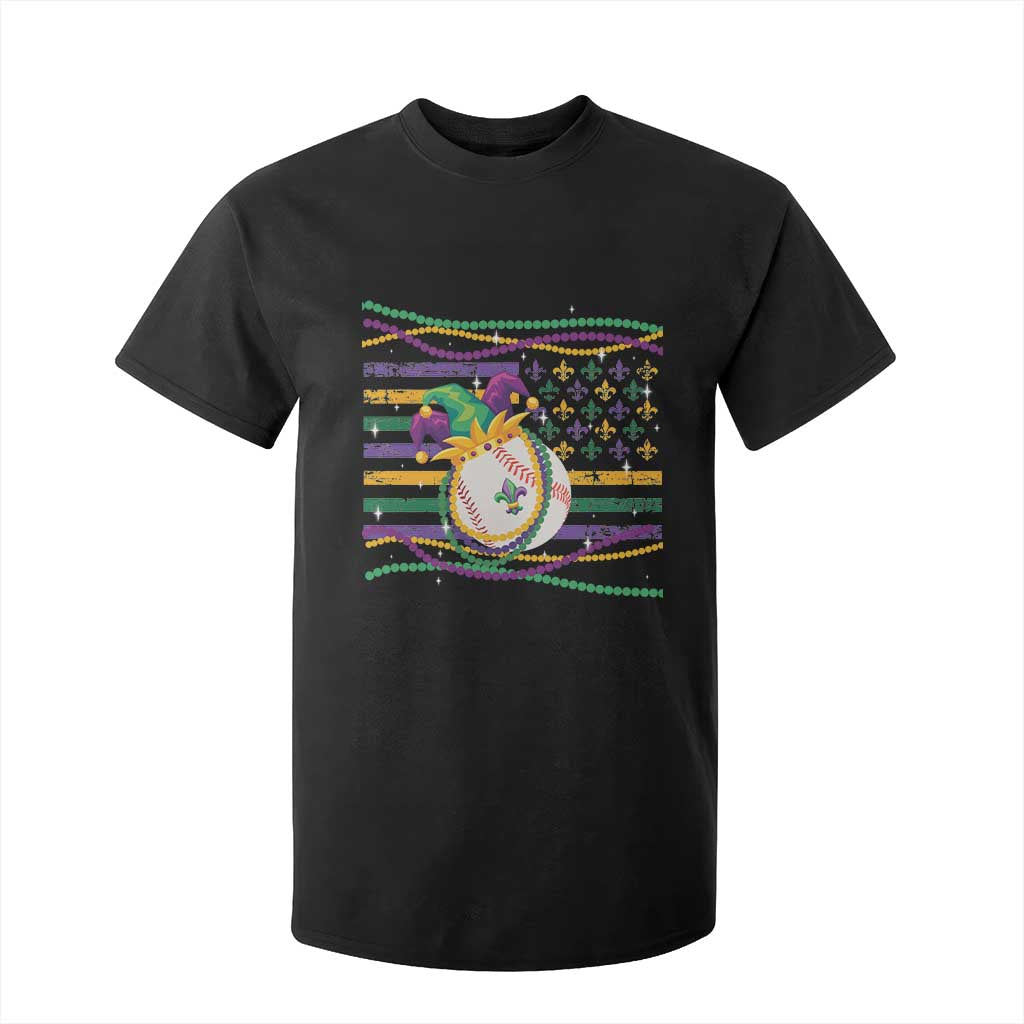 Mardi Gras Baseball Jester Hat Beads Flag T Shirt For Kid TS09 Black Print Your Wear