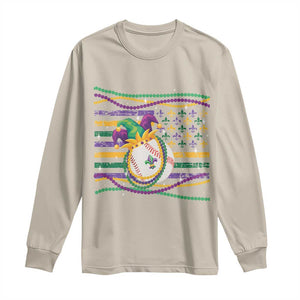 Mardi Gras Baseball Jester Hat Beads Flag Long Sleeve Shirt TS09 Sand Print Your Wear