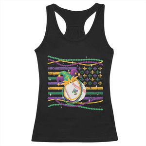 Mardi Gras Baseball Jester Hat Beads Flag Racerback Tank Top TS09 Black Print Your Wear