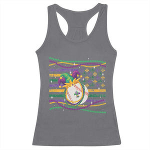 Mardi Gras Baseball Jester Hat Beads Flag Racerback Tank Top TS09 Charcoal Print Your Wear