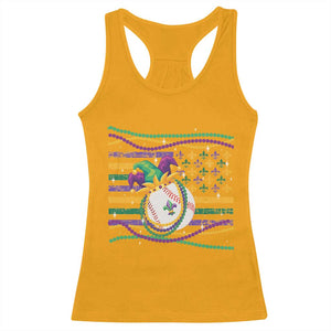Mardi Gras Baseball Jester Hat Beads Flag Racerback Tank Top TS09 Gold Print Your Wear