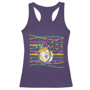 Mardi Gras Baseball Jester Hat Beads Flag Racerback Tank Top TS09 Purple Print Your Wear