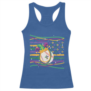 Mardi Gras Baseball Jester Hat Beads Flag Racerback Tank Top TS09 Royal Blue Print Your Wear