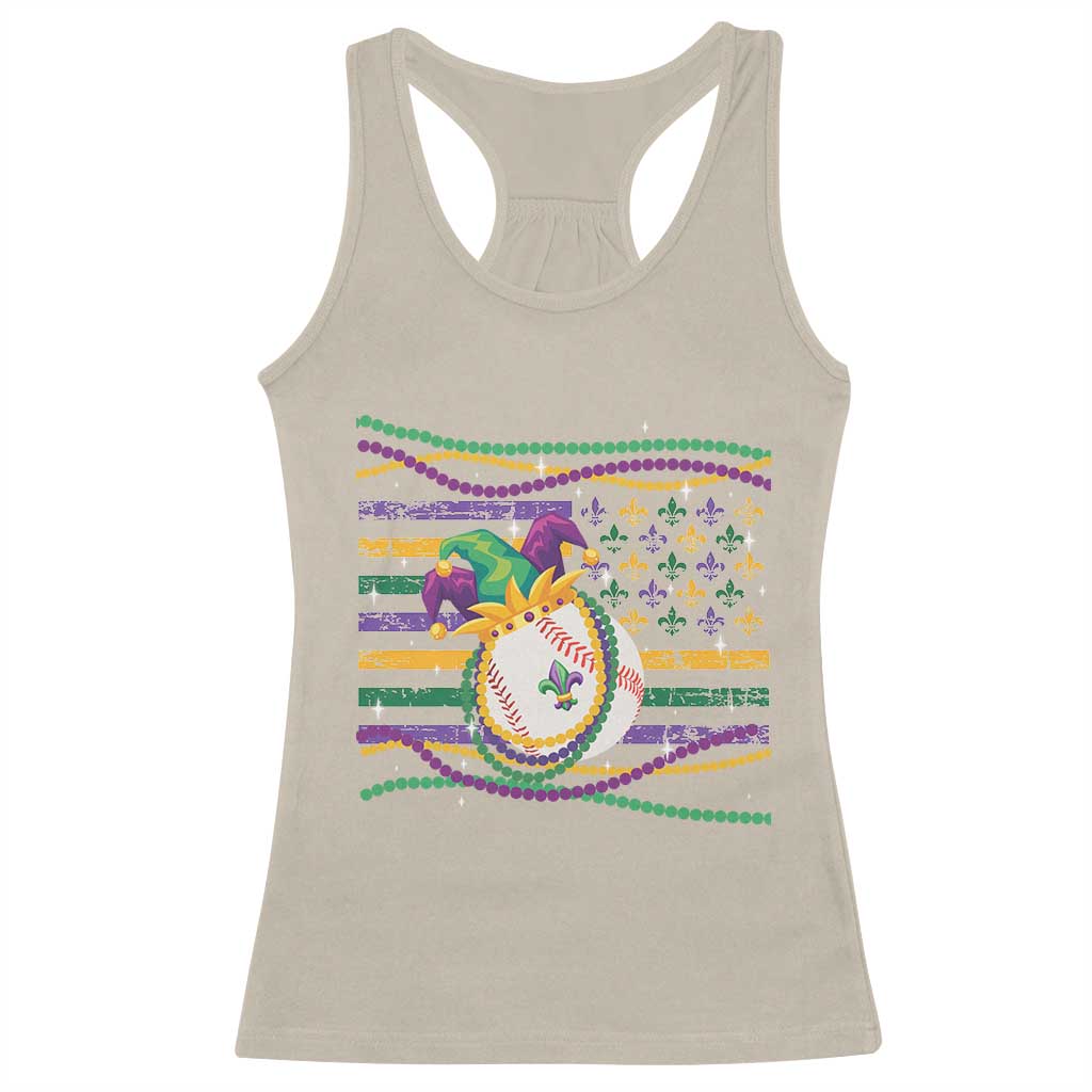 Mardi Gras Baseball Jester Hat Beads Flag Racerback Tank Top TS09 Sand Print Your Wear