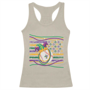 Mardi Gras Baseball Jester Hat Beads Flag Racerback Tank Top TS09 Sand Print Your Wear