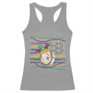 Mardi Gras Baseball Jester Hat Beads Flag Racerback Tank Top TS09 Sport Gray Print Your Wear