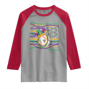 Mardi Gras Baseball Jester Hat Beads Flag Raglan Shirt TS09 Sport Gray Red Print Your Wear