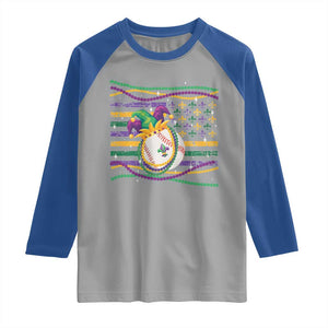 Mardi Gras Baseball Jester Hat Beads Flag Raglan Shirt TS09 Sport Gray Royal Print Your Wear