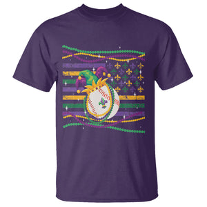 Mardi Gras Baseball Jester Hat Beads Flag T Shirt TS09 Purple Printyourwear