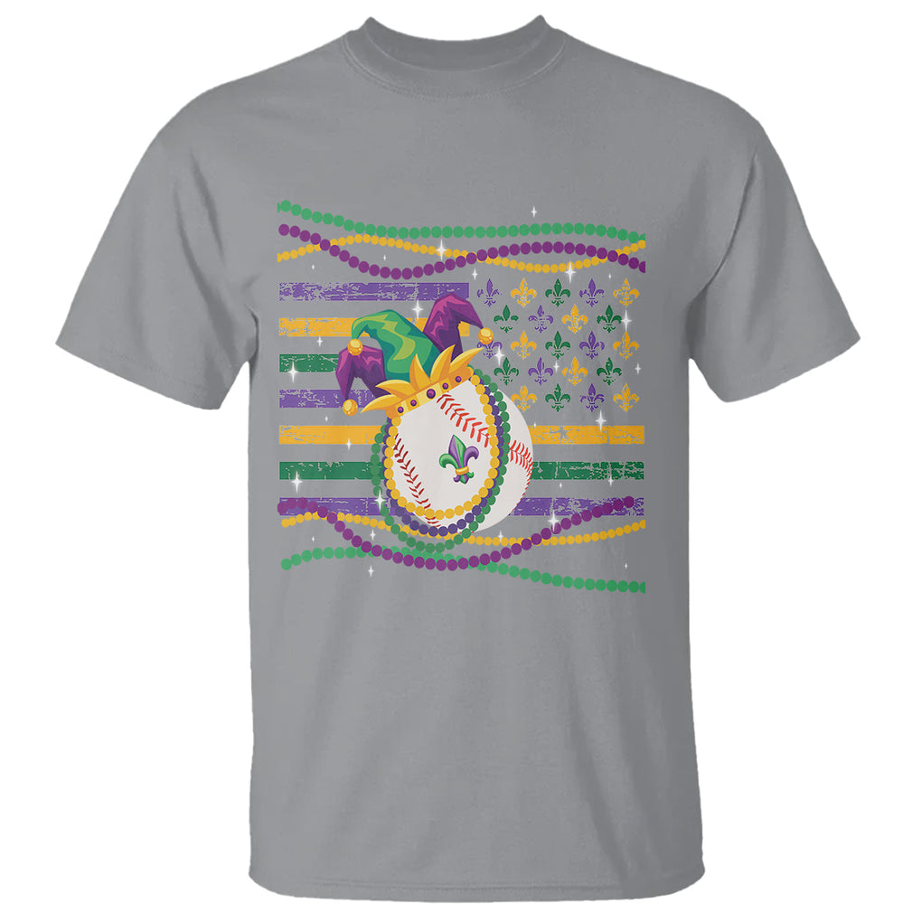 Mardi Gras Baseball Jester Hat Beads Flag T Shirt TS09 Sport Gray Printyourwear
