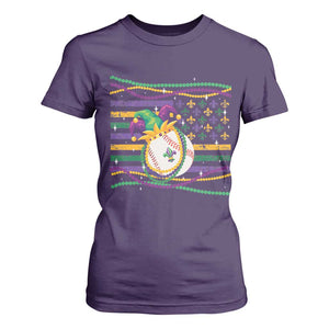Mardi Gras Baseball Jester Hat Beads Flag T Shirt For Women TS09 Purple Print Your Wear